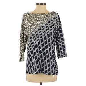 St. John Long Sleeve Embroidered Detail Boho Blue Gray Top …